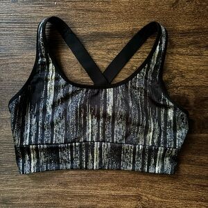 Victoria Sport sports bra - Size Medium, black and gold, criss cross back